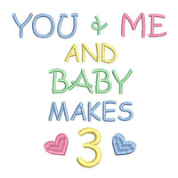 Baby makes 3 - machine embroidery design by sweetstitchdesign.com