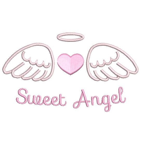 Angel wings with a heart machine embroidery design by sweetstitchdesign.com