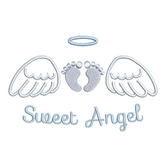 Angel wings with baby feet machine embroidery design by sweetstitchdesign.com