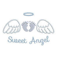 Angel wings with baby feet machine embroidery design by sweetstitchdesign.com