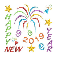 Happy New Year 2019 embroidery design by sweetstitchdesign.com
