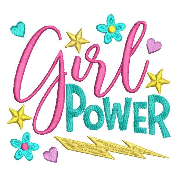 Girl power machine embroidery design by sweetstitchdesign.com