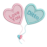 Valentine's Day heart balloons machine embroidery design by sweetstitchdesign.com