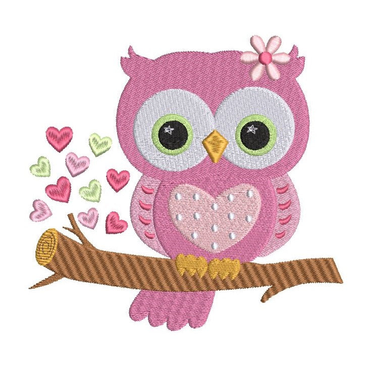 Valentine's Day owl machine embroidery design by sweetstitchdesign.com