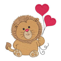 Valentine's Day lion machine embroidery design by sweetstitchdesign.com