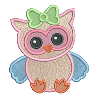 Baby girl owl fill stitch machine embroidery design by sweetstitchdesign.com