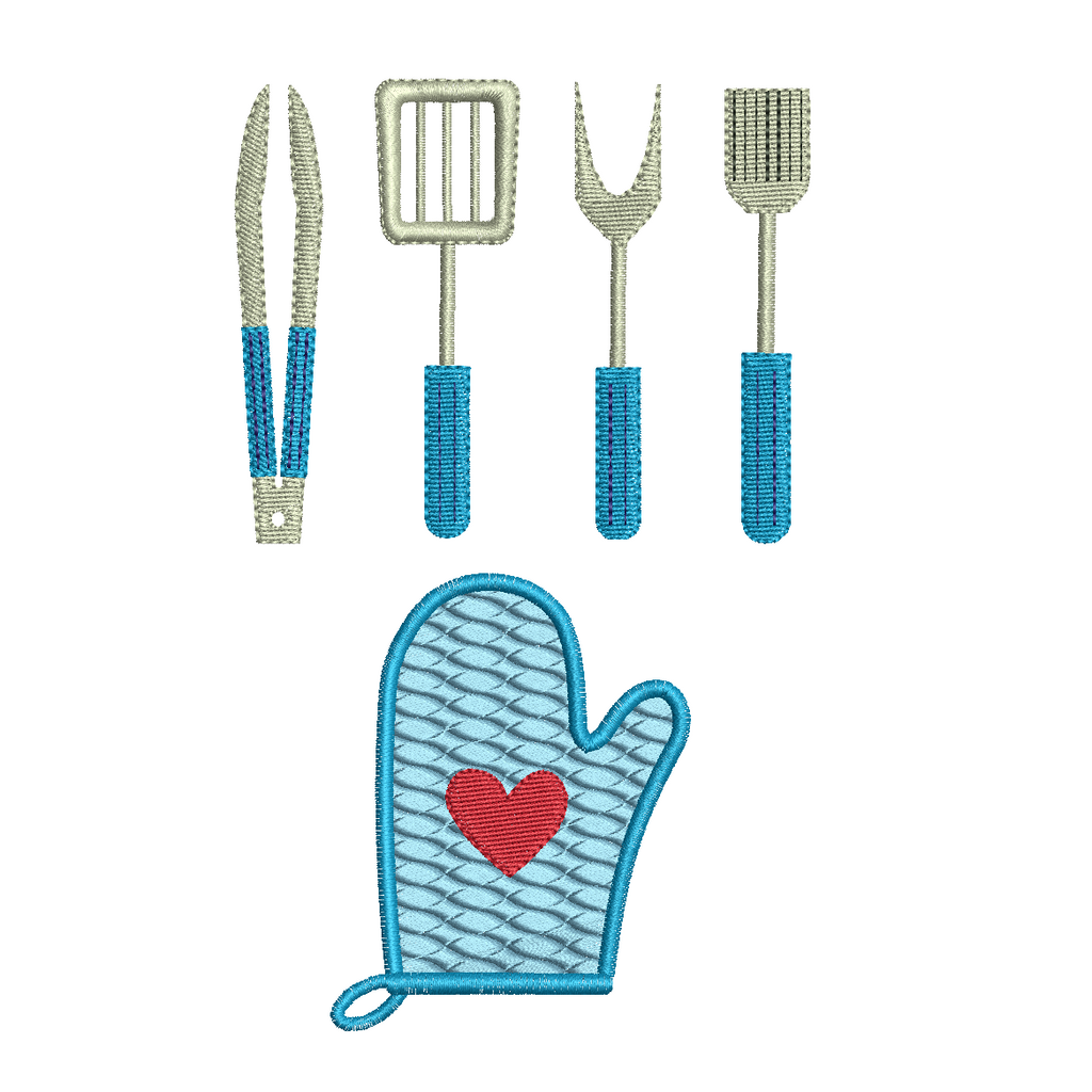 Mini kitchen utensils set of machine embroidery designs by sweetstitchdesign.com