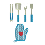 Mini kitchen utensils set of machine embroidery designs by sweetstitchdesign.com