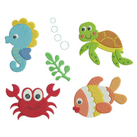 Set of 6 sea life  machine embroidery designs by sweetstitchdesign.com