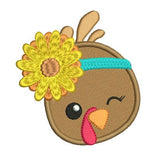 Thanksgiving turkey machine embroidery design by sweetstitchdesign.com