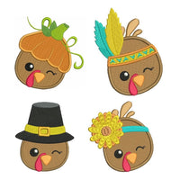 Thanksgiving turkey machine embroidery designs by sweetstitchdesign.com