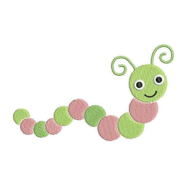 Baby worm machine embroidery design by sweetstitchdesign.com