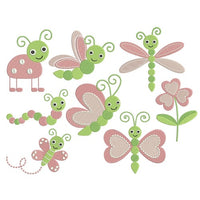 Pink bugs machine embroidery designs by sweetstitchdesign.com