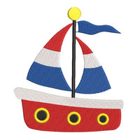 Sailing boat machine embroidery design by sweetstitchdesign.com