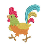Mini rooster fill stitch machine embroidery design by sweetstitchdesign.com