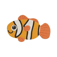 Mini fill stitch clown fish machine embroidery design by sweetstitchdesign.com