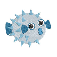Mini fill stitch puffer fish machine embroidery design by sweetstitchdesign.com
