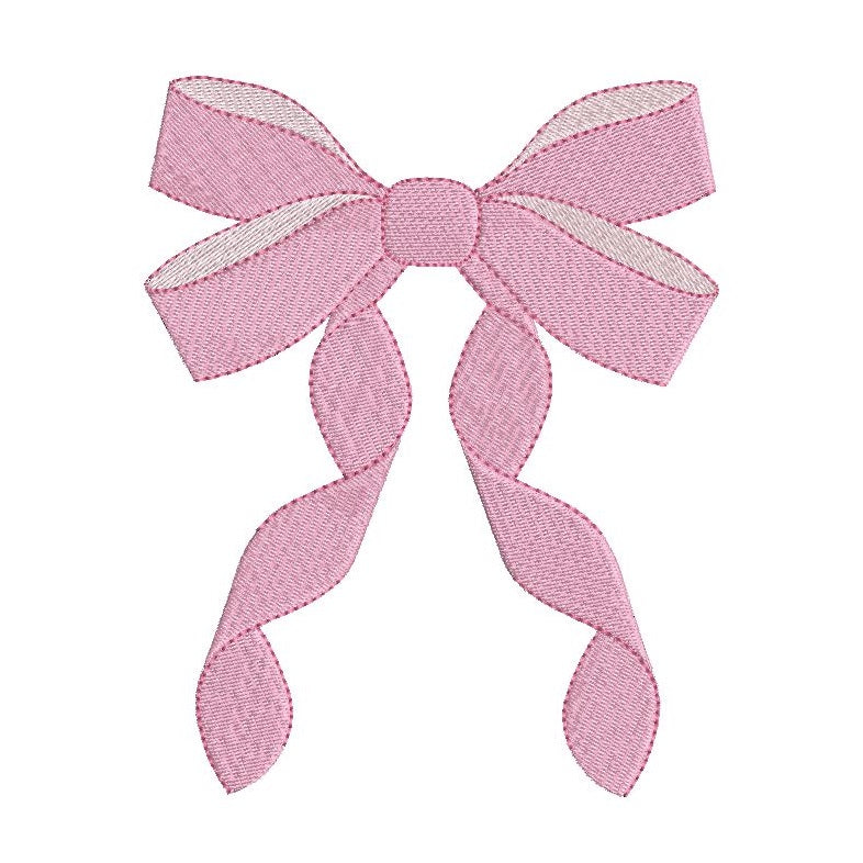 Mini fill stitch pink ribbon bow machine embroidery design by rosiedayembroidery.com