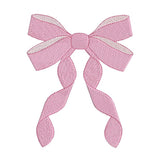 Mini fill stitch pink ribbon bow machine embroidery design by rosiedayembroidery.com