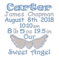 Baby birth announcement -custom embroidery design by sweetstitchdesign.com