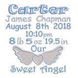 Baby birth announcement -custom embroidery design by sweetstitchdesign.com