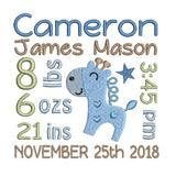 Baby birth announcement -custom embroidery design by sweetstitchdesign.com