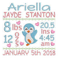 Baby birth announcement template machine embroidery design by sweetstitchdesign.com