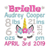 Baby birth announcement template machine embroidery design by sweetstitchdesign.com