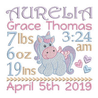 Baby birth announcement template machine embroidery design by sweetstitchdesign.com