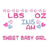 Baby birth announcement template machine embroidery design by sweetstitchdesign.com