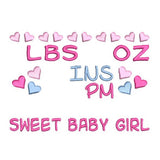 Baby birth announcement template machine embroidery design by sweetstitchdesign.com