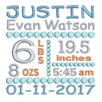 Baby birth announcement template machine embroidery design by sweetstitchdesign.com