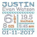 Baby birth announcement template machine embroidery design by sweetstitchdesign.com