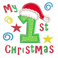 My 1st Christmas applique embroidery design by sweetstitchdesign.com