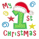 My 1st Christmas applique embroidery design by sweetstitchdesign.com
