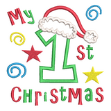 My 1st Christmas applique embroidery design by sweetstitchdesign.com