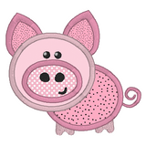 Pink pig applique machine embroidery design by sweetstitchdesign.com