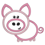 Pink pig applique machine embroidery design by sweetstitchdesign.com