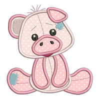 Sweet piglet applique machine embroidery design by sweetstitchdesign.com