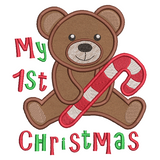 Christmas teddy applique machine embroidery design by sweetstitchdesign.com