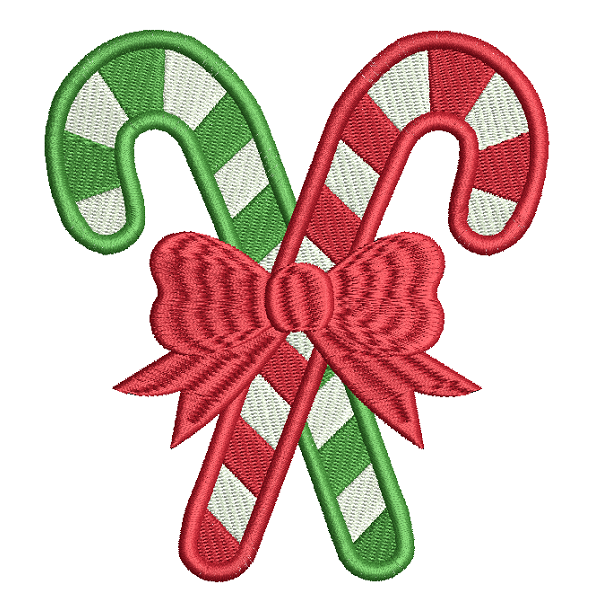 Christmas candy cane machine embroidery design by sweetstitchdesign.com