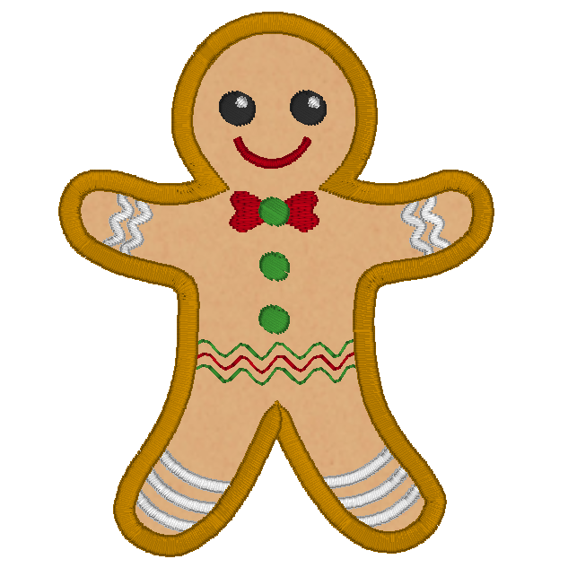 Christmas gingerbread man applique machine embroidery design by sweetstitchdesign.com