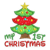 My 1st Christmas - tree applique embroidery design by sweetstitchdesign.com