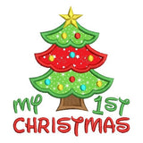 My 1st Christmas - tree applique embroidery design by sweetstitchdesign.com