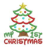 My 1st Christmas - tree applique embroidery design by sweetstitchdesign.com