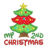 My 2nd Christmas - tree applique embroidery design by sweetstitchdesign.com