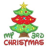 My 3rd Christmas - tree applique machine embroidery design by sweetstitchdesign.com
