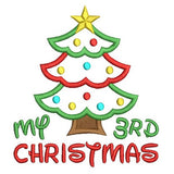 My 3rd Christmas - tree applique machine embroidery design by sweetstitchdesign.com