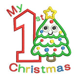 My 1st Christmas - tree applique embroidery design by sweetstitchdesign.com