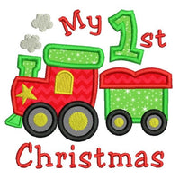 My 1st Christmas - train applique embroidery design by sweetstitchdesign.com